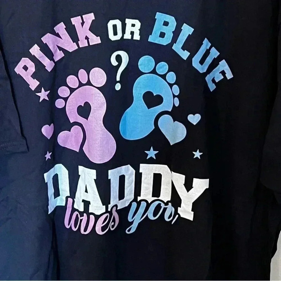 Pink Or Blue Daddy Loves You Tee Gender Reveal T-Shirt Baby Announcement Tee 2XL - Picture 2 of 6
